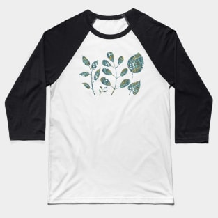 Colorful foliage with plants and leaves blue teal Baseball T-Shirt
